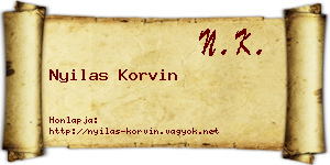 Nyilas Korvin névjegykártya